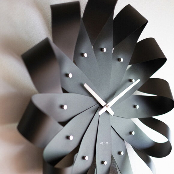 NEXTIME ネクスタイム 大型 51cm 掛け時計 アナログ 時計 秒針なし スイープ 音がしない 静音タイプ Kazaguruma ブラック ミッドセンチュリー (NT-J020)