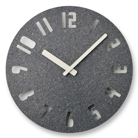 Lemnos レムノス 掛け時計 アナログ 日本製 リサイクル 秒針なし 風防なし 2針 ダークグレー PANECO CLOCK パネコクロック HIL22-10DGY　(TL-HIL22-10D)　のスペックサイズ直径29cm×厚さ3.2...