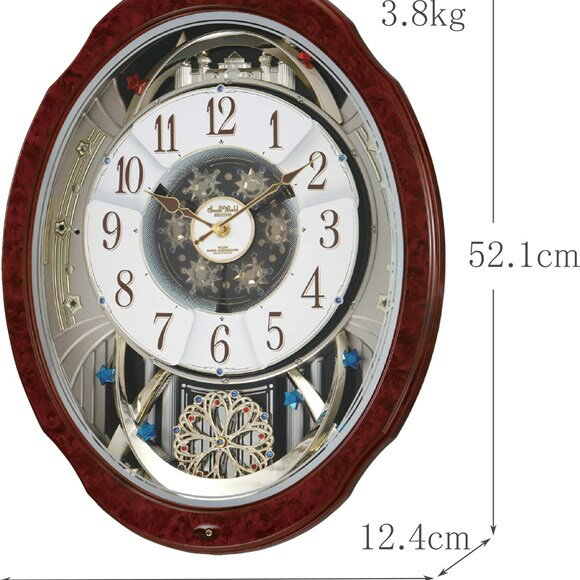 リズム(RHYTHM) 掛け時計 電波 アナログ からくり スモールワールドブルームGO 30曲 メロディ 茶 (木目仕上) Small World 4MN499AZ23 (RY-4MN499AZ23) ブラウン [2]