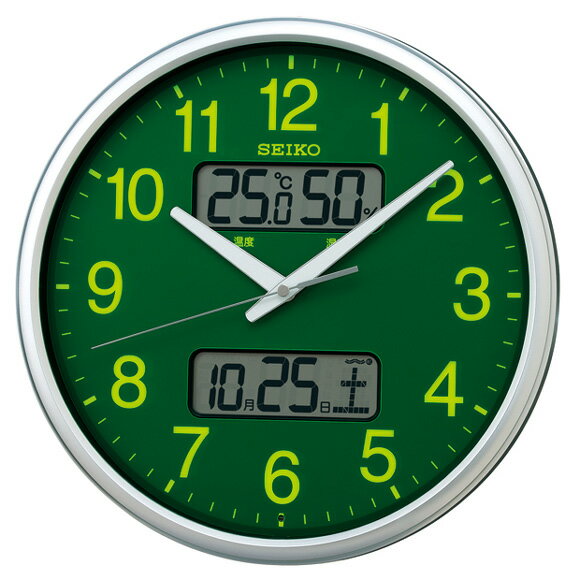 セイコー(SEIKO) 掛け時計 電波時計 スイープ 音がしない 静音タイプ おやすみ秒針 カレンダー機能 温..