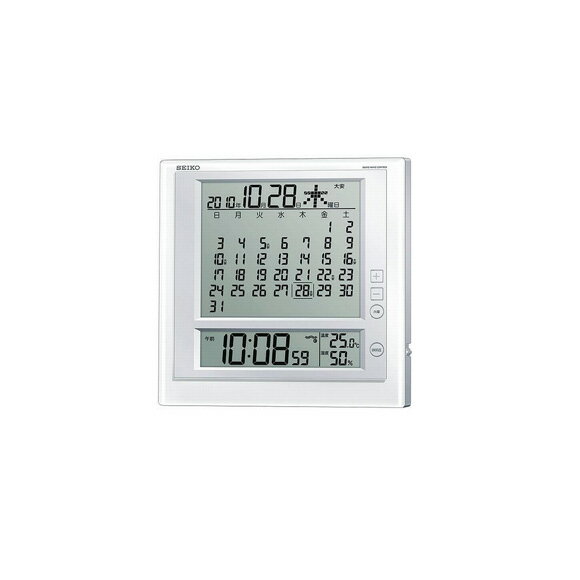 Rakuten - SEIKO セイコー 置・掛け両用 デジタル・カレンダー 温湿度つき 電波時計(SQ422W) (検) 時計 掛け時計 掛時計 かけ時計 木製