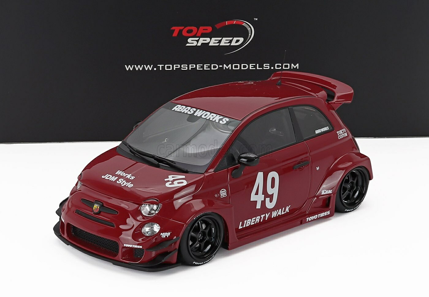 Rakuten - ミニカー 1/18 アバルト 595 TRUESCALE 1/18 FIAT NUOVA 500 ABARTH 595 LB WORKS N 49 ABAS 2024 RED TS0613