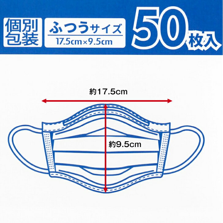 サージカルマスク 個別包装 50枚入 1箱 ふつうサイズ 白 医療用マスク クラス適合 呼吸がしやすい 立体形状 サージカルMASK JIS T9001適合審査合格品 STARDAY株式会社