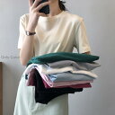 tシャツ レディース 春 夏 半袖 クルーネック 無地 カットソー トップス uvカット ゆったり おしゃれ カジュアル シンプル コットン 綿 夏服(4)