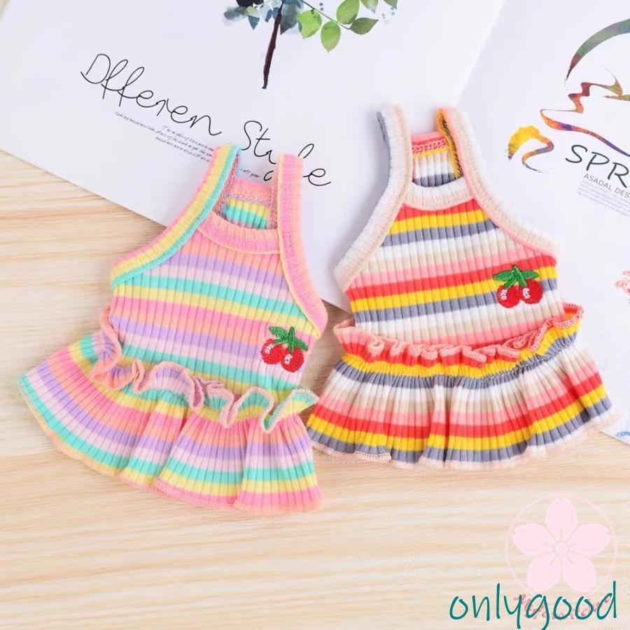 ペット 服 安い 犬 春 夏 チェリー ボーダー キャミソール ワンピース かわいい 可愛い ハイブランド 猫 ドッグ ウェア