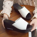 【スーパーSALE/激安】 サンダル ウェッジソール ミュール ウェッジサンダル スリッパ 厚底サンダル レディース 歩きやすい 軽い 軽量 オフィス 黒 白 疲れにくい 無地 スーパーセール10%