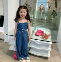 セットアップ キッズ 子供 女の子 ビスチェ ワイドパンツ デニム ジーンズ キャミソール ボトムス 上下 2枚セット 春 夏 カジュアル かわいい