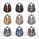 【スーパーSALE/激安】 長袖 パーカー メンズ シャツコート カジュアルシャツ 長袖シャツ チェックシャツ お兄系 フード付き おしゃれ スーパーセール10%