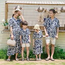 親子ペア アロハ 親子 アロハシャツ 家族お揃いコーデ 夏 パパ ママと子供 メンズ 親子コーデ 親子 ペアルック ワンピース リゾート 結婚式 母娘お揃い 出...