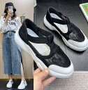 サンダル 厚底 レディース レース スニーカー ウェッジソール 脚長効果 ラウンドトゥ 婦人靴 シンプル おしゃれ カジュアル PU 走れる