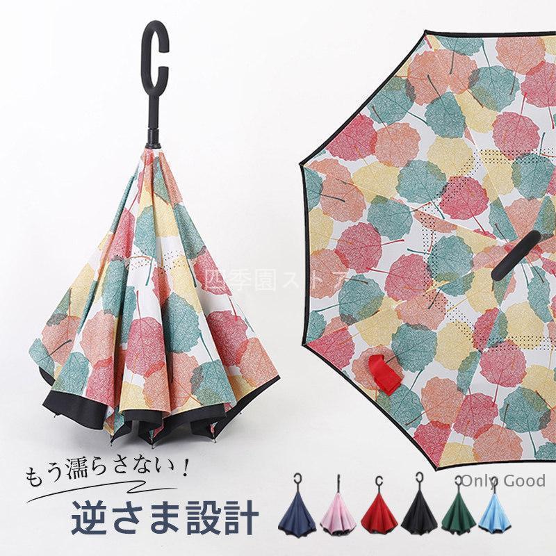 長傘 レディース 逆さ傘 ワンタッチ 折り畳み傘 自動開閉 濡れない 軽量 ボダン式 カラフル 超撥水 8本骨 雨傘 晴雨兼用 UVカット