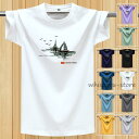 Tシャツ メンズ 半袖 おしゃれ 白Tシャツ ロンT T-shirt スポーツ 半袖tシャツ 配いろ 涼しい カジュアルクルーネック 丸首 船 夏