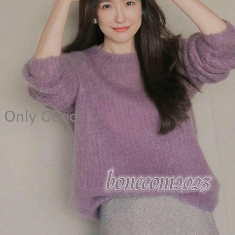 レディース 韓国ファッション トップス ニット セーター 長袖 クルーネック 無地 秋冬 カジュアル 大人女子 爽やか デート デート デイリー パープ