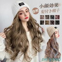 帽子ウィッグ レディース かつら ロング巻き カール 仮装 暖かい つけ毛 エクステ キャップ 髪付き帽子 セミロング 自然パーマ ニット帽子 日常用