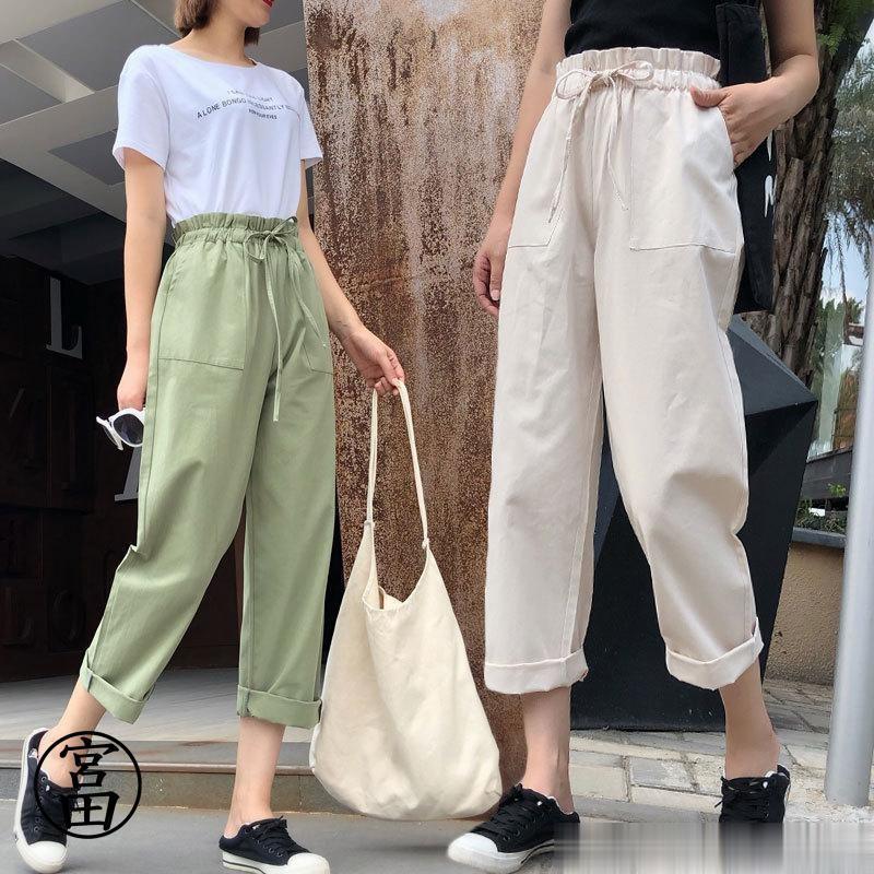 パンツ カーゴパンツ レディース 七分丈 薄手 ロング丈 ストレートパンツ 7分丈 長ズボン 無地 カジュアル 春 夏 秋 韓国風 きれいめ