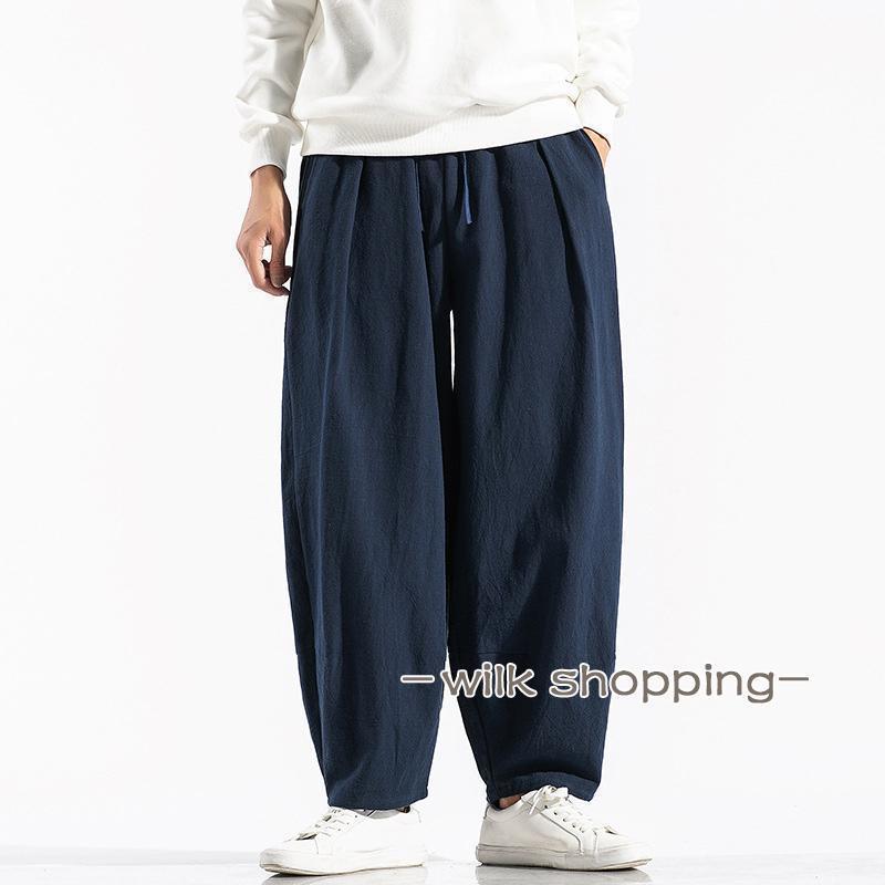 ワイドパンツ メンズ ガウチョパンツ バギーパンツ 大きいサイズ 太め ゆったり ひんやり 無地 ウエストゴム イージーパンツ 涼しいズボン 春夏秋冬