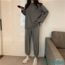ルームウェア セットアップ レディース 長袖 パジャマ 春秋 Tシャツパジャマ 韓国風 寝巻き ゆったり 2点上下セット