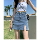 【スーパーSALE/激安】 スカート デニムスカート ミニ aライン スリム レディース 女子高生 脚長効果 婦人向け 高見え 美足 大きいサイズ デニム aラインスカート ミニ スリット スーパーセール10%