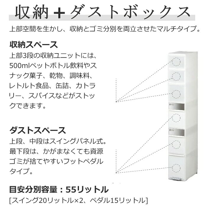 分別スイングストッカーワイド 分別ゴミ箱 リサイクルダストステーション Like-it ライクイット MSP-12BS120 【RP5】【RC】※ダークブラウン廃番 [3]