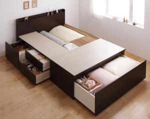 乐天商城 - 収納付きベッド シングルベッド セミダブルベッド 収納 収納付き 収納ベッド 大容量 収納ボックス 布団 敷き布団 マルチラススーパースプリングマットレス付き ダブル 組立設置付