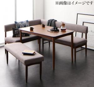 ダイニングセット（テーブル&ソファ スツール） リビングでもダイニングでも使える ソファベンチセット 4人 4点セット(テーブル+ソファ1脚+アームソファ1脚+ベンチ1脚) ブラウン W120