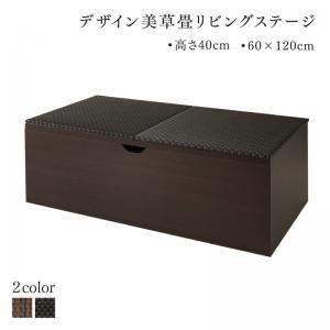 乐天商城 - リビング収納 チェスト キャビネット タンス テレビ台 国産 収納付きデザイン美草畳リビングステージ 畳ボックス収納 120×60cm ハイタイプ