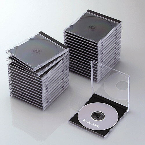 ELECOM CCD-JSCN30BK ブラック [ Blu-ray/DVD/CDケース 30枚セット(標準/PS/1枚収納) ]