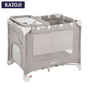 ★最安に挑戦中★ カトージ ポータブルベビーベッド おむつ替えテーブル付 収納袋付き グレー KATOJI 簡易ベッド 折りたたみベッド ベビーサークル プレイヤード バシネット 省スペース キャスター付き リビング 通気性 メッシュ おしゃれ かわいい