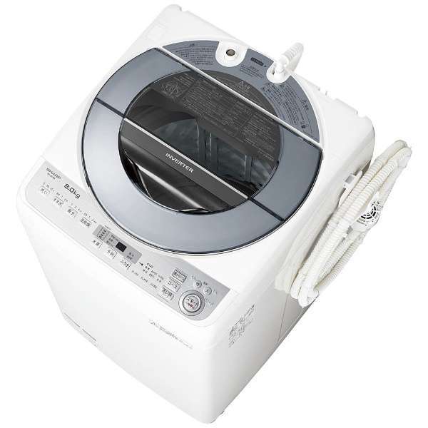 【送料無料】シャープ 洗濯機 縦型 ES-GV8B-S シルバー系 全自動洗濯機 穴なし槽 洗濯8kg 節水 静か 低騒音 SHARP