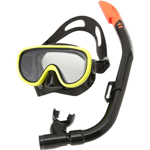 Reef Tourer RC0110 BKFY シリコーン製マスク&弁付きWガードシュノーケル 大人用 2点セット イエロー