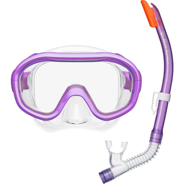 Reef Tourer RC0210 PQ シリコーン製 マスク&弁付きWガードシュノーケル 子ども用2点セット パープルク..
