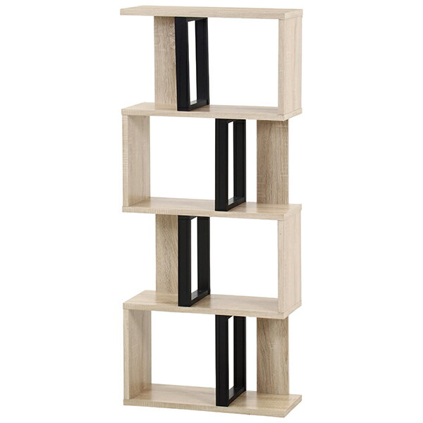 不二貿易 52277 S字ディスプレイラック 4段 オーク メーカー直送