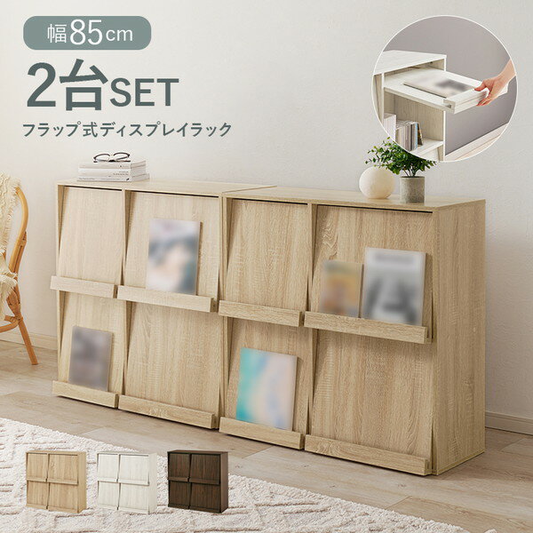 萩原 RCC-1716NA-2S ナチュラル [フラップ式ディスプレイラック(2台組)] メーカー直送