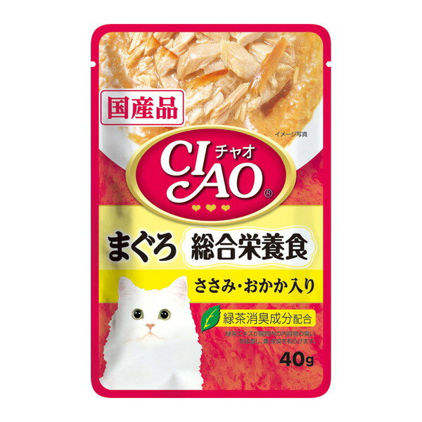 いなばペットフード キャットフード ウェット CIAO パウチ 猫用 40g 国産 ペーストタイプ 総合栄養食 まぐろ ささみ・おかか入り エクプラ特選