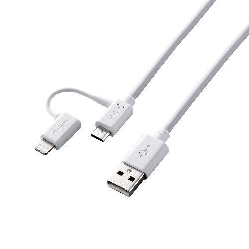 ELECOM MPA-AMBLAD12WH スマートフォン用USBケーブル 2in1 microUSB+Lightning 1.2m ホワイト