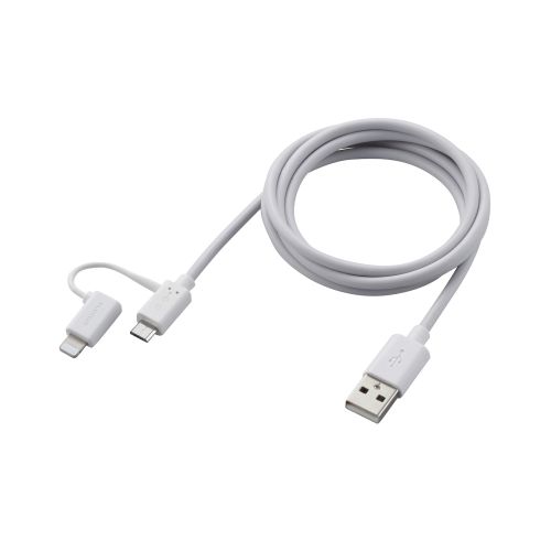 ELECOM MPA-AMBLAD12WH スマートフォン用USBケーブル 2in1 microUSB+Lightning 1.2m ホワイト