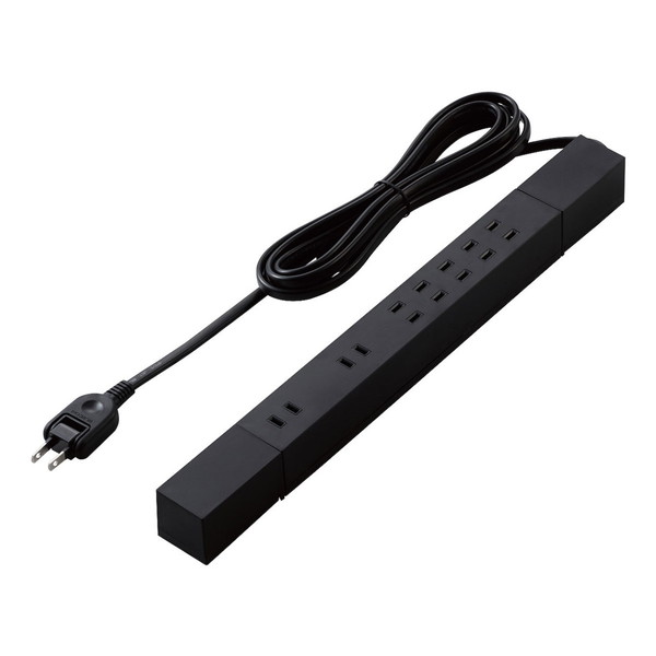 ELECOM T-KF02-2730BK ブラック [ ダブル回転タップ(マグネット付/雷サージ付/ホコリシャッター付/固定..