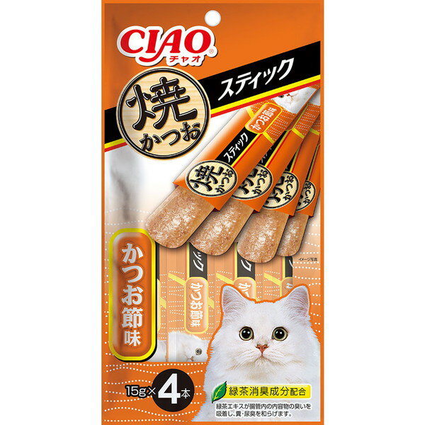 いなばペットフード CIAO 焼スティック おやつ 猫用 15g×4本 ゼリータイプ スナック 焼かつお かつお節味 エクプラ特選