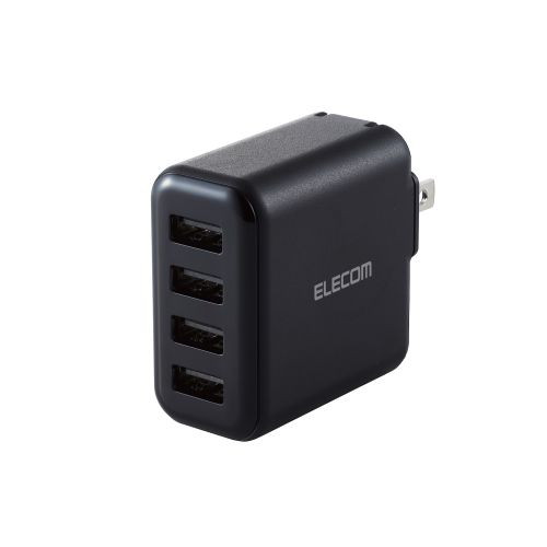 ELECOM MPA-ACU13BK ブラック [iPhone充電器 AC充電 4.8A出力 USB 4ポート]