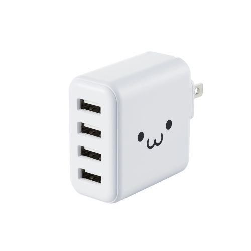 ELECOM MPA-ACU13WF ホワイト [iPhone充電器 AC充電 4.8A出力 USB 4ポート]