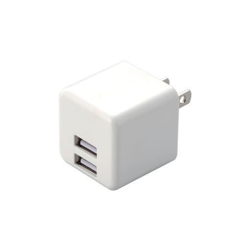 ELECOM MPA-ACU11WH ホワイト [スマホ充電器 AC充電器 USBポート×2 2.4A出力 コンパクト キューブ型]