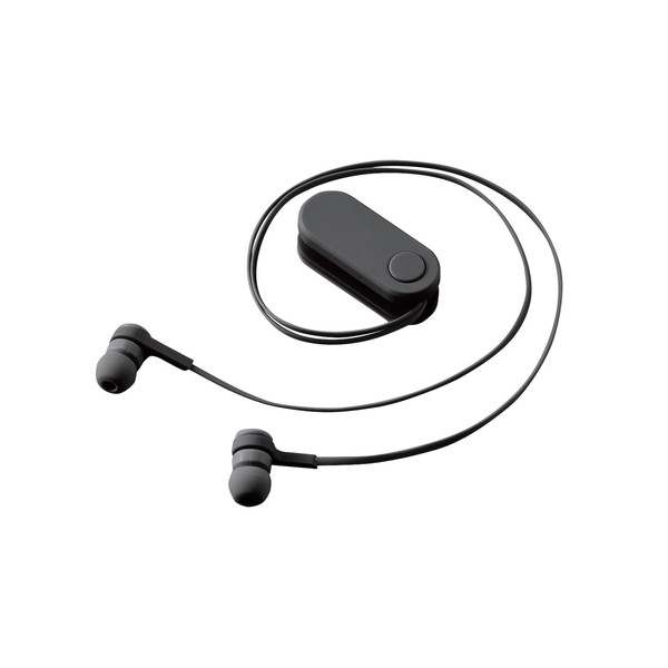 ELECOM LBT-HPC17BK ワイヤレスイヤホン Bluetooth5.0 両耳 コードあり 巻き取り式 クリップ付 スモークブラック メーカー直送