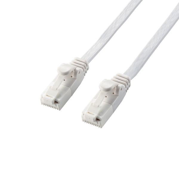 ELECOM LD-GFAT/WH50 LANケーブル Cat6A ツメが折れない フラット 5m ホワイト