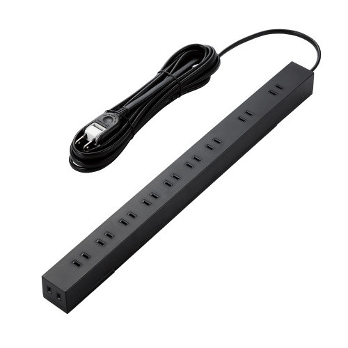 ELECOM ECT-0105BK 延長コード 電源タップ 10個口 5m 2P ほこりシャッター付 雷ガード ブラック