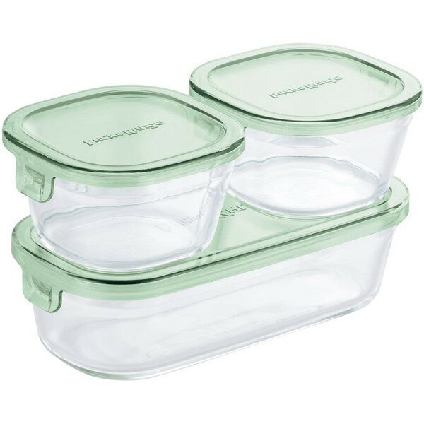 iwaki PSC-PRN3G2 グリーン パック&レンジ [保存容器 角型3点セット]のサムネイル