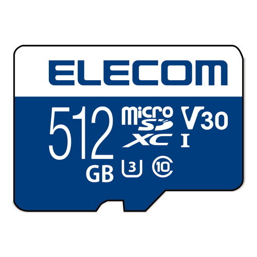 ELECOM MF-MS512GU13V3R [ マイクロSDカード 512GB class10対応 高速データ転送 読み出し80MB/s 書き込み60MB/s データ復旧サービス ] ..