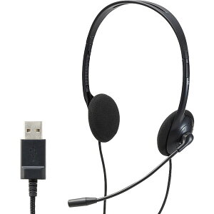 ELECOM HS-KD03UBK ヘッドセット 子供専用 小学生 回転式マイクアーム USB 両耳 安全音量低減 サイズ調整機能付き ブラック タブレット オンライン学習通販セール