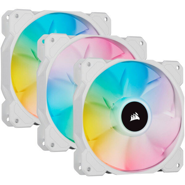 Corsair CO-9050137-WW ホワイト iCUE SP120 RGB ELITE White with iCUE Lighting Node CORE -Triple Pack- PWMファン 3個パック