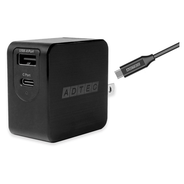 ADTEC APD-A065AC-wC-BK ubN [Power DeliveryΉ GaN AC[d/65W/USB Type-A 1|[g Type-C 1|[g&Type-C to C P[uZbg]