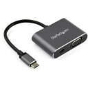 StarTech CDP2MDPVGA スペースグレー USB Type-C マルチ変換アダプタ Mini DisplayPort(4K/60Hz)またはVGA出力 アルミ筐体 HDR対応